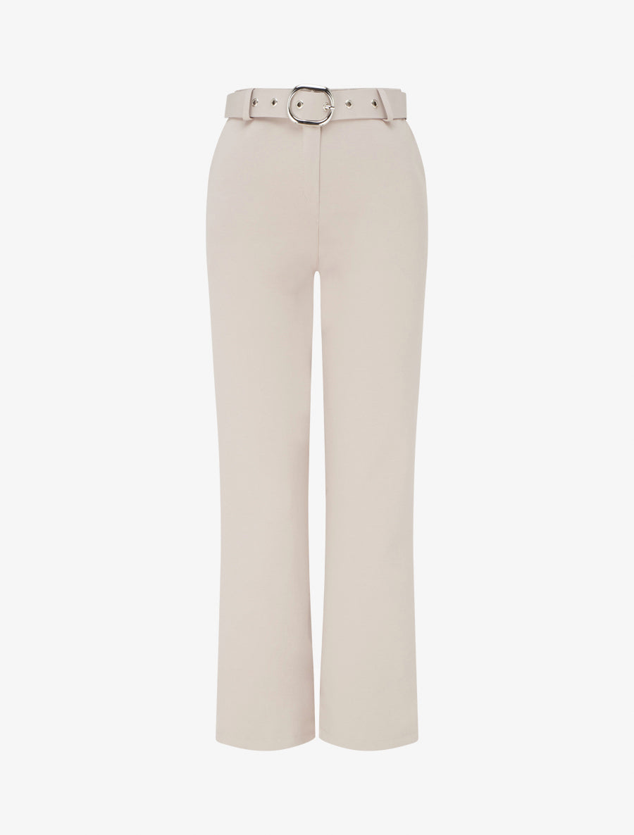 Pantalon droit ceinturé - Beige - 1