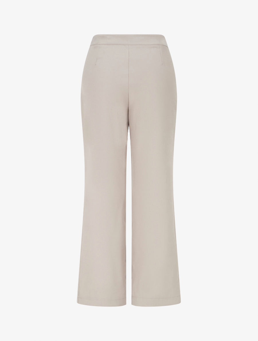 Pantalon droit à fermeture boutonnée sur les côtés - Taupe - 2