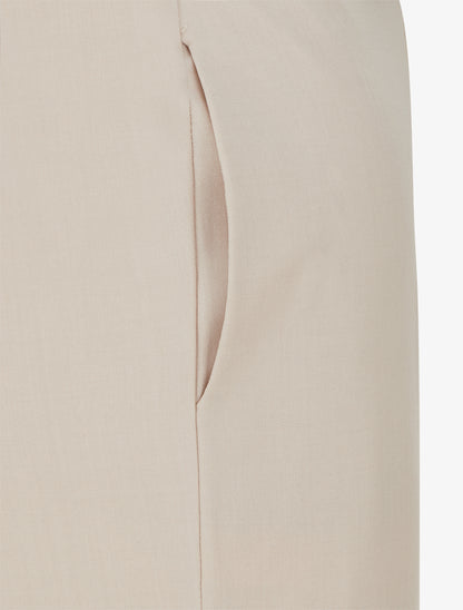 Pantalon droit uni élastiqué - Beige - 3