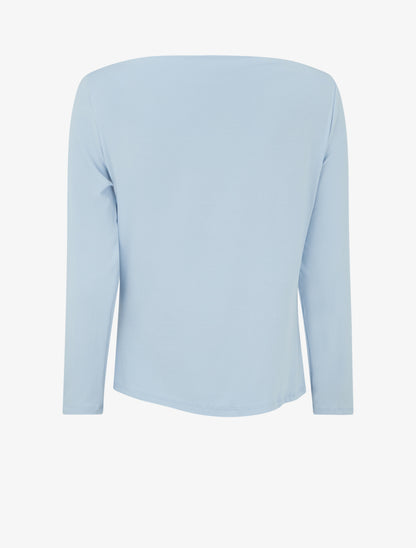 Top uni asymétrique à col rond - Bleu ciel - 2
