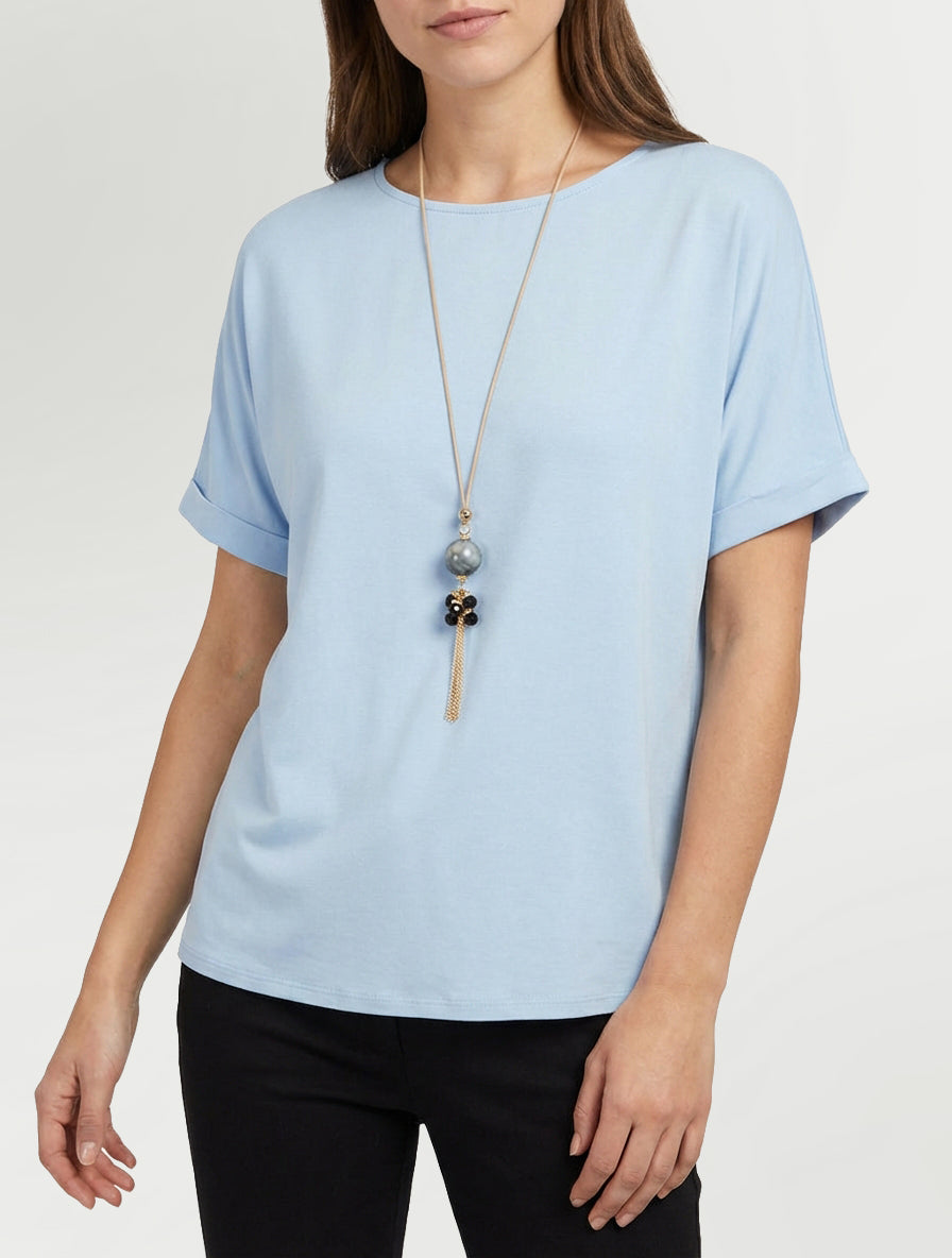 Kurzärmeliges Top - Himmelblau