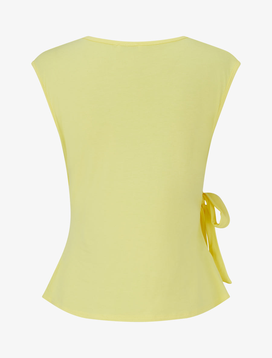 Top uni sans manches à col cache coeur - Jaune - 2