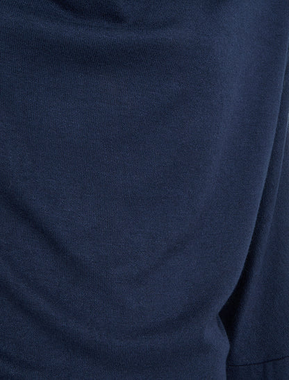 Pull fin uni à empiècement dentelle au dos - Marine - 3