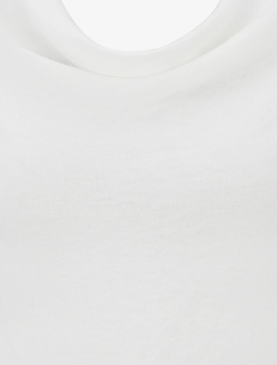 Pull à dos brodé et col bénitier - Blanc - 3