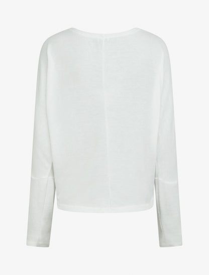 Pull fin uni à col bénitier - Blanc - 2