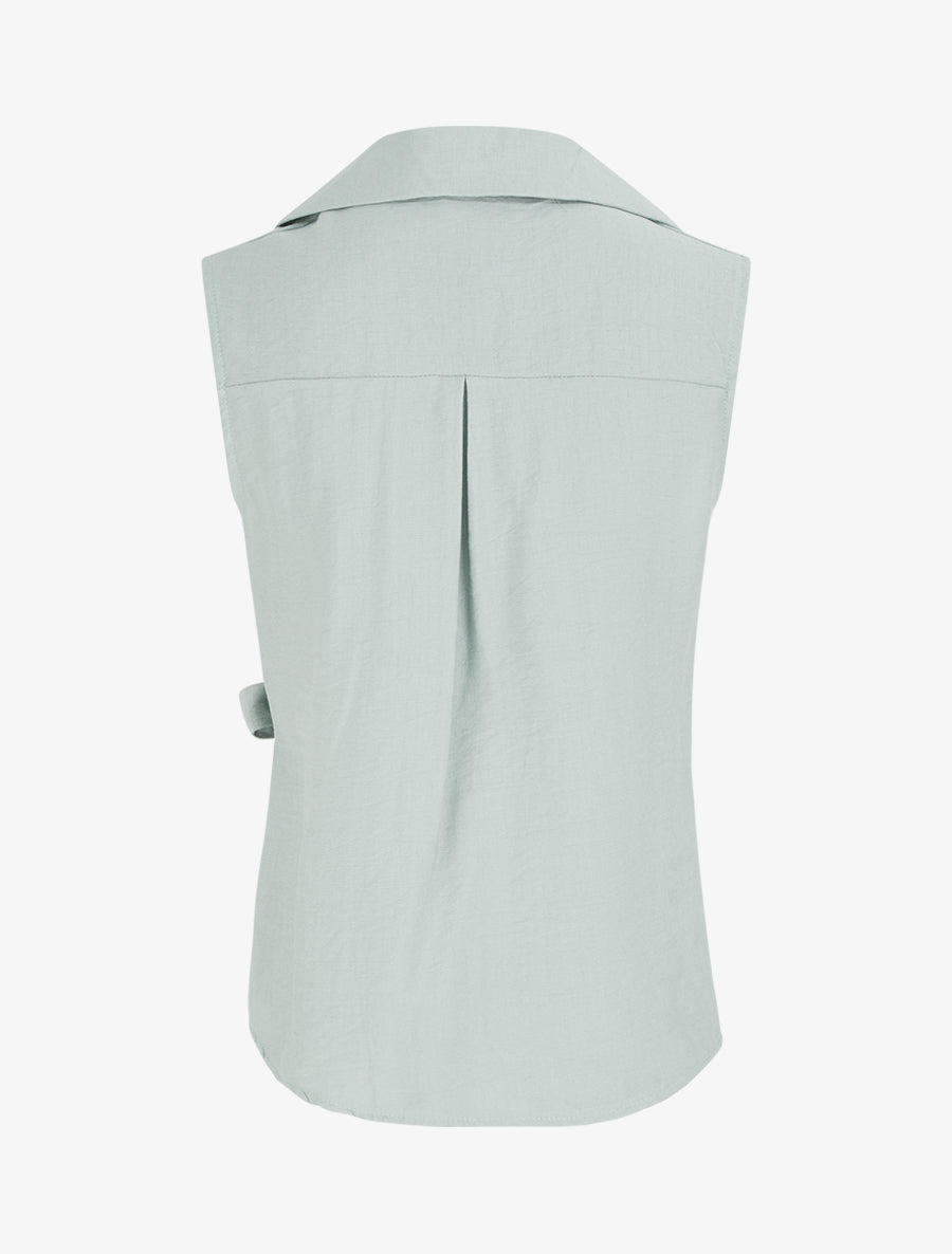 Chemisier sans manches effet drapé - Vert d&