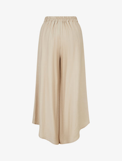 Pantalon ample à bords asymétriques - Beige - 2