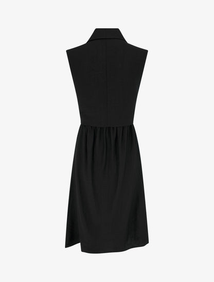 Robe chemise sans manches à liens à nouer - Noir - 2