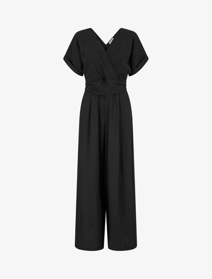 Combinaison unie à manches courtes - Noir - 1