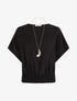 Top boule uni à manches courtes - Noir - 1
