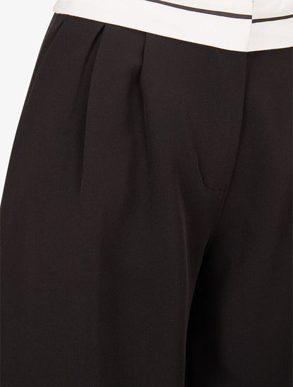 Pantalon wide leg à taille contrastante - Noir - 3
