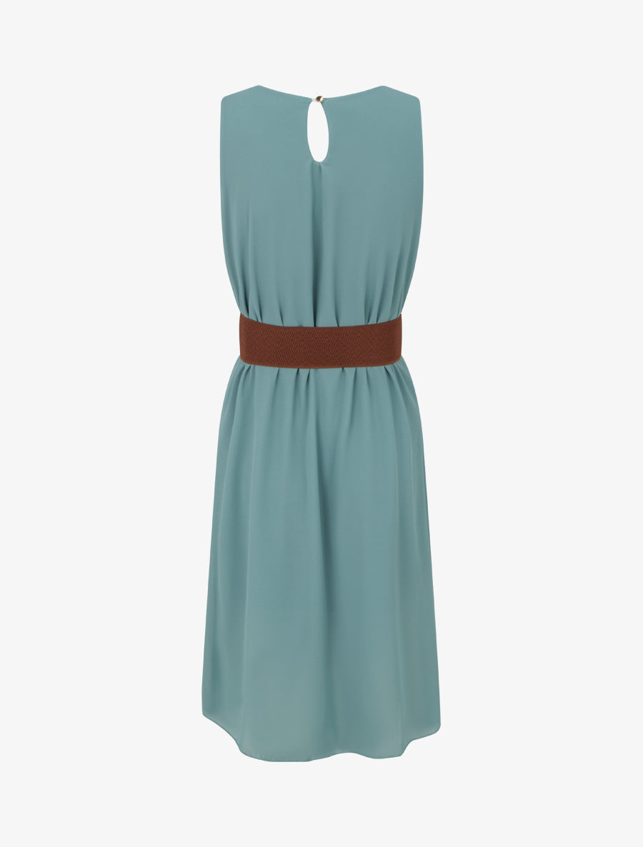 Robe unie en voile sans manches - Turquoise - 2