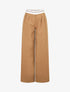 Pantalon wide leg à taille contrastante - Camel - 4