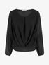 Blouse en voile à effet drapé - Noir - 1