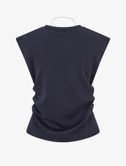 Top sans manches à côtés froncés - Bleu nuit - 2