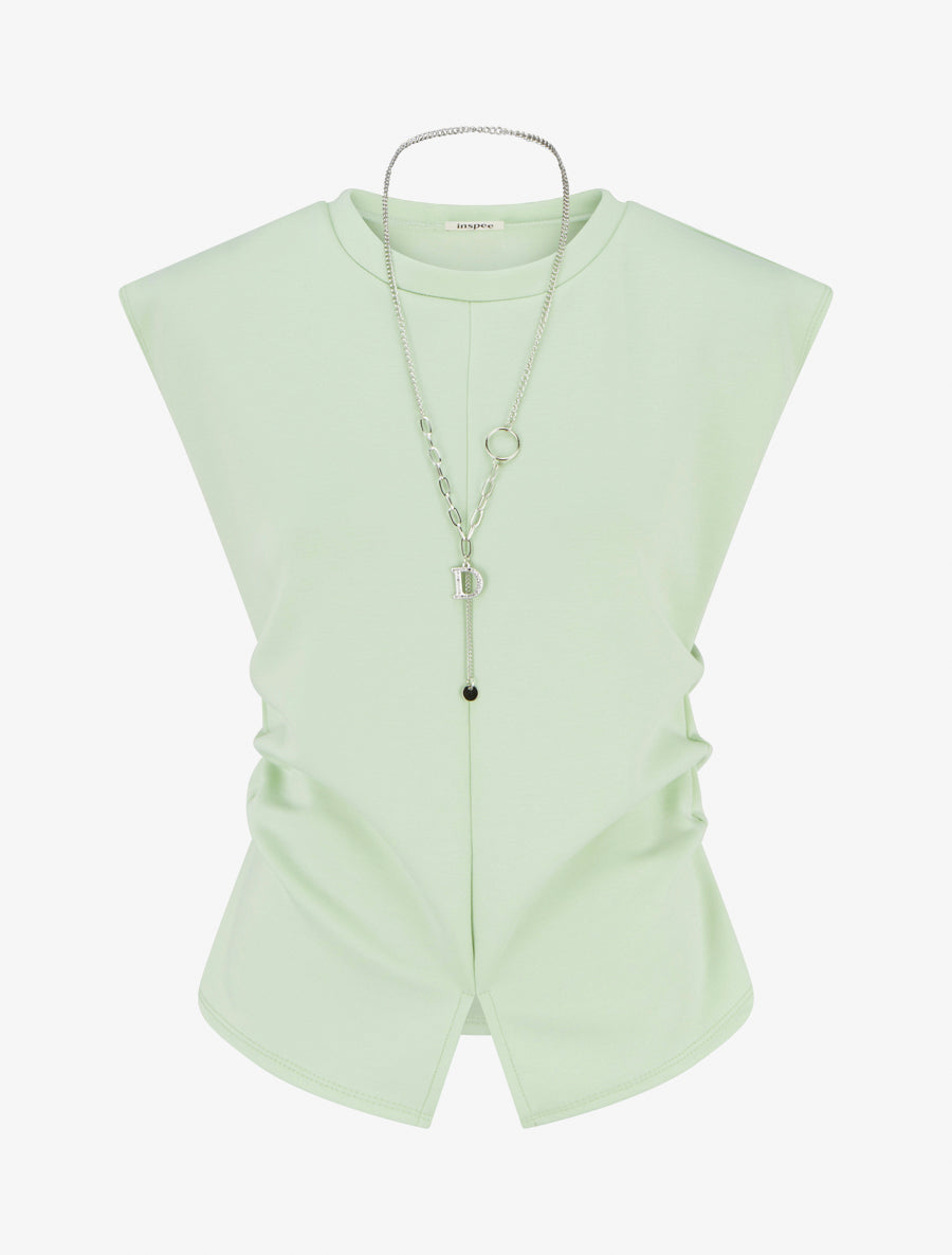 Top sans manches à côtés froncés - Vert amande - 1