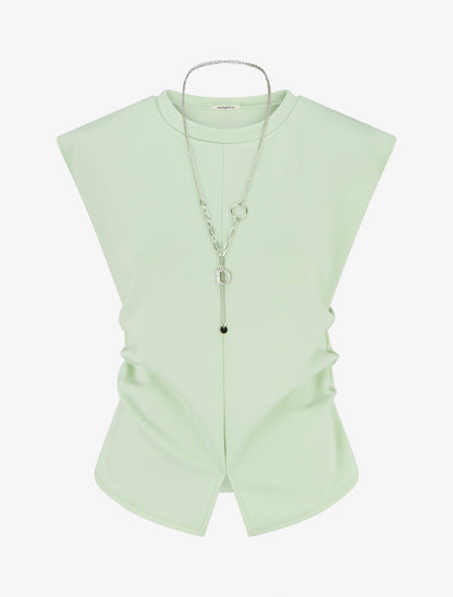 Top sans manches à côtés froncés - Vert amande - 1