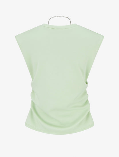 Top sans manches à côtés froncés - Vert amande - 2