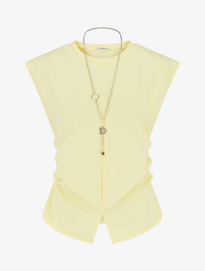Top sans manches à côtés froncés - Jaune - 1