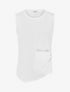 Top sans manches effet drapé et boutons - Blanc - 1