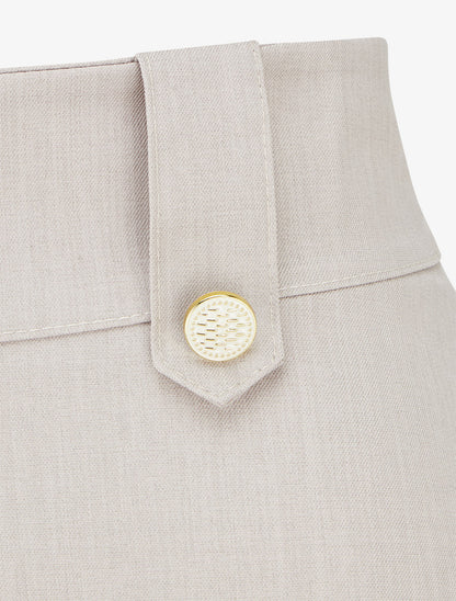 Jupe mi-longue à boutons décoratifs - Taupe clair - 3