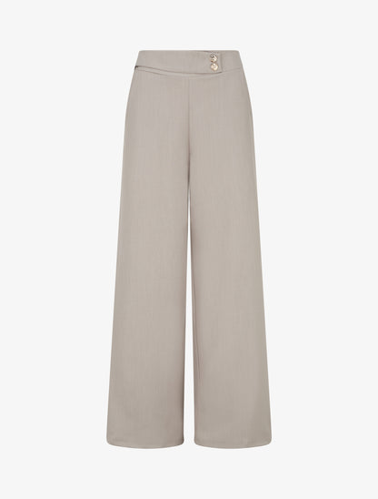 Pantalon ample à sangle et boutons - Taupe - 1