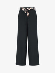 Pantalon droit ceinturé effet lin - Noir - 1