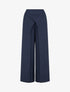 Pantalon droit effet lin à double pans - Marine - 1
