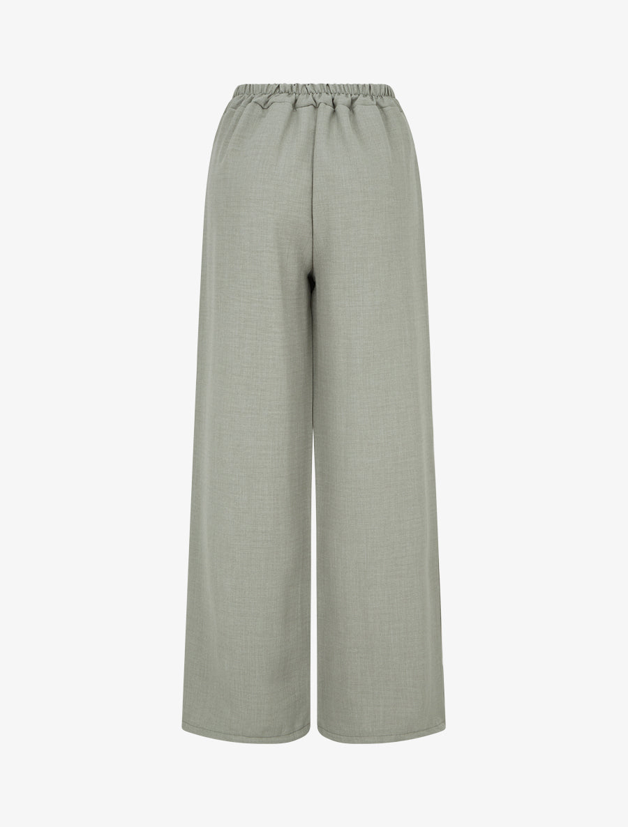 Pantalon droit effet lin à double pans - Kaki - 2