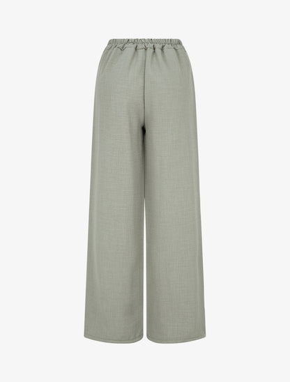 Pantalon droit effet lin à double pans - Kaki - 2