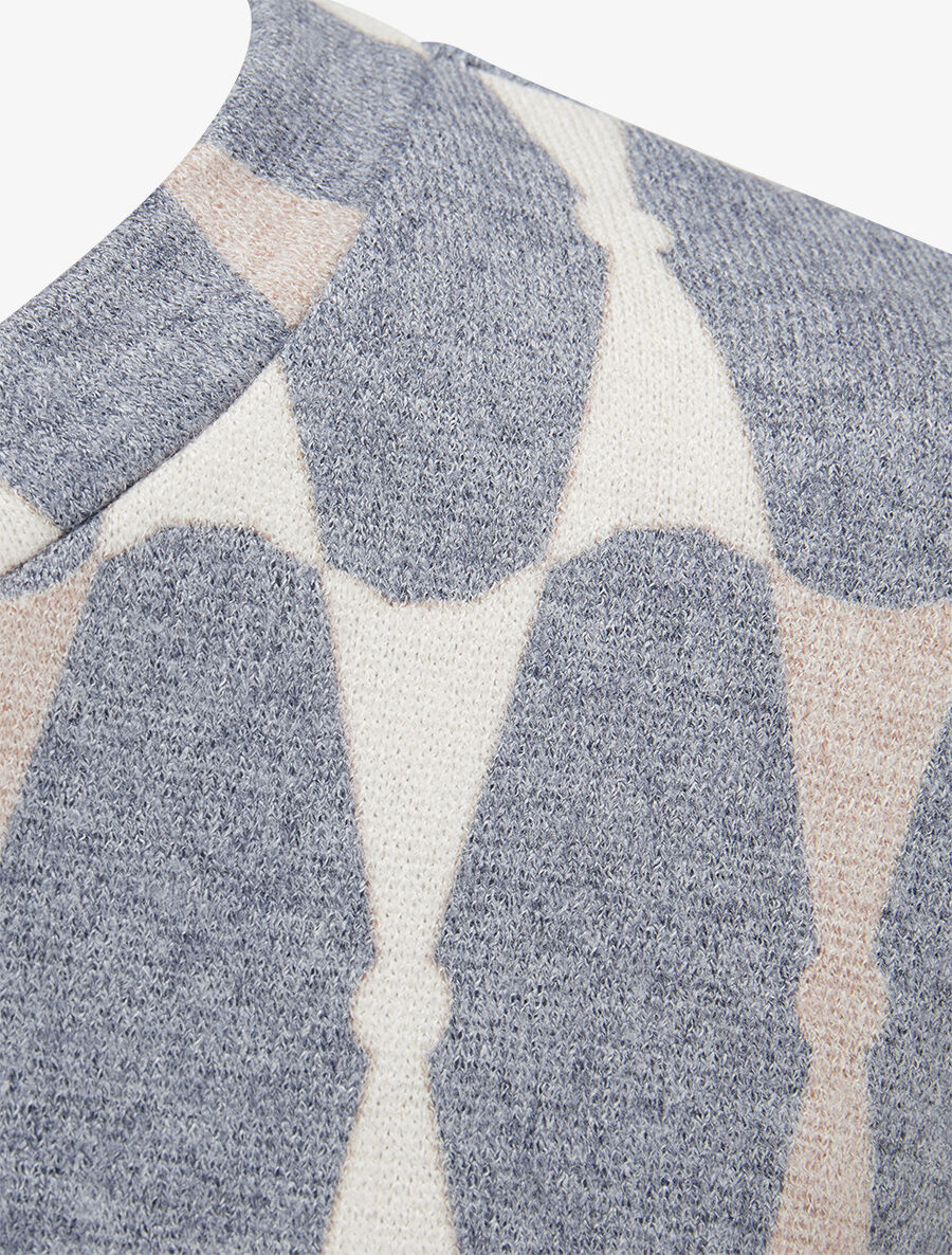 Pull fin à imprimé géométrique - Bleu gris - 3