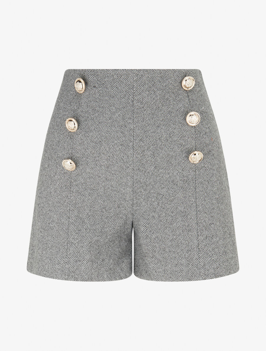 Short coupe ajustée en tweed - Gris - 5