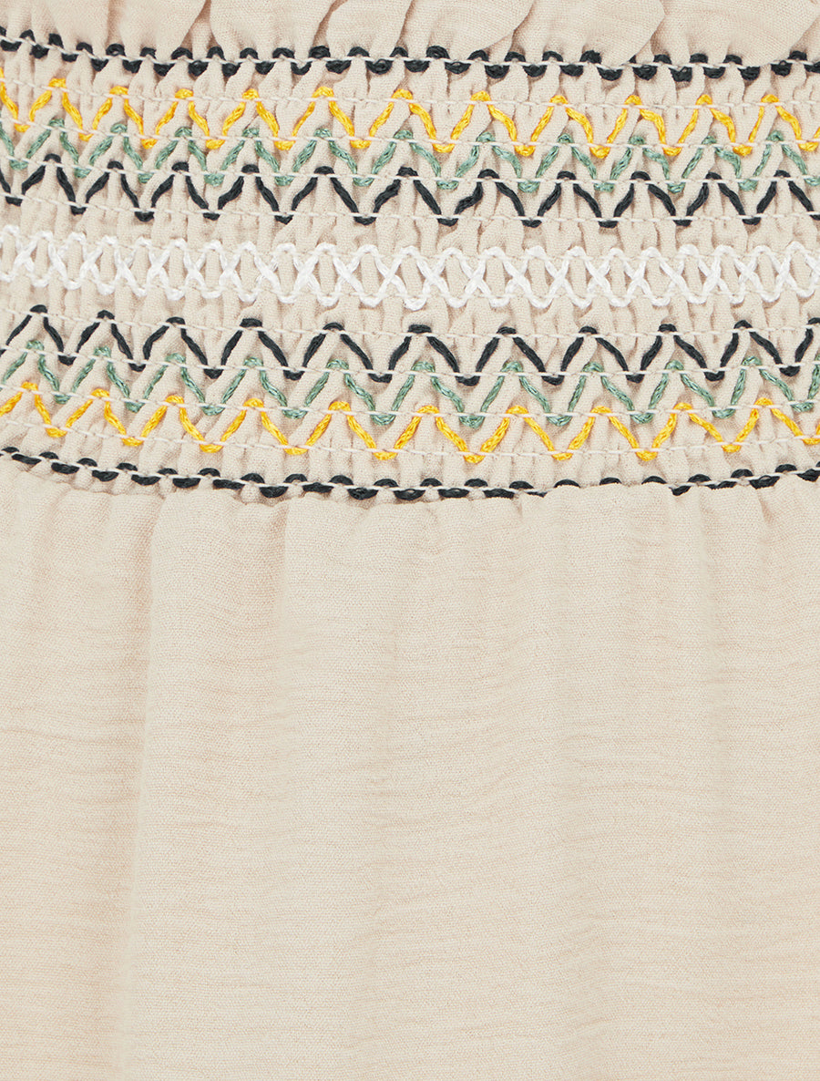 Jupe longue évasée à taille élastiquée - Beige - 3