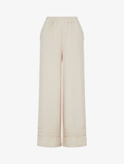 Pantalon ample à bords brodés - Beige - 1