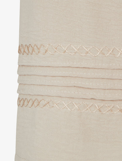 Pantalon ample à bords brodés - Beige - 3