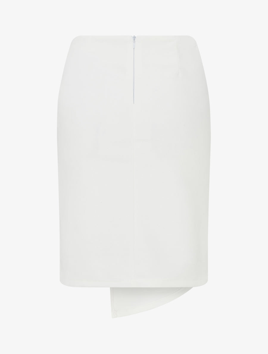 Jupe droite en suédine effet torsadé - Blanc - 2