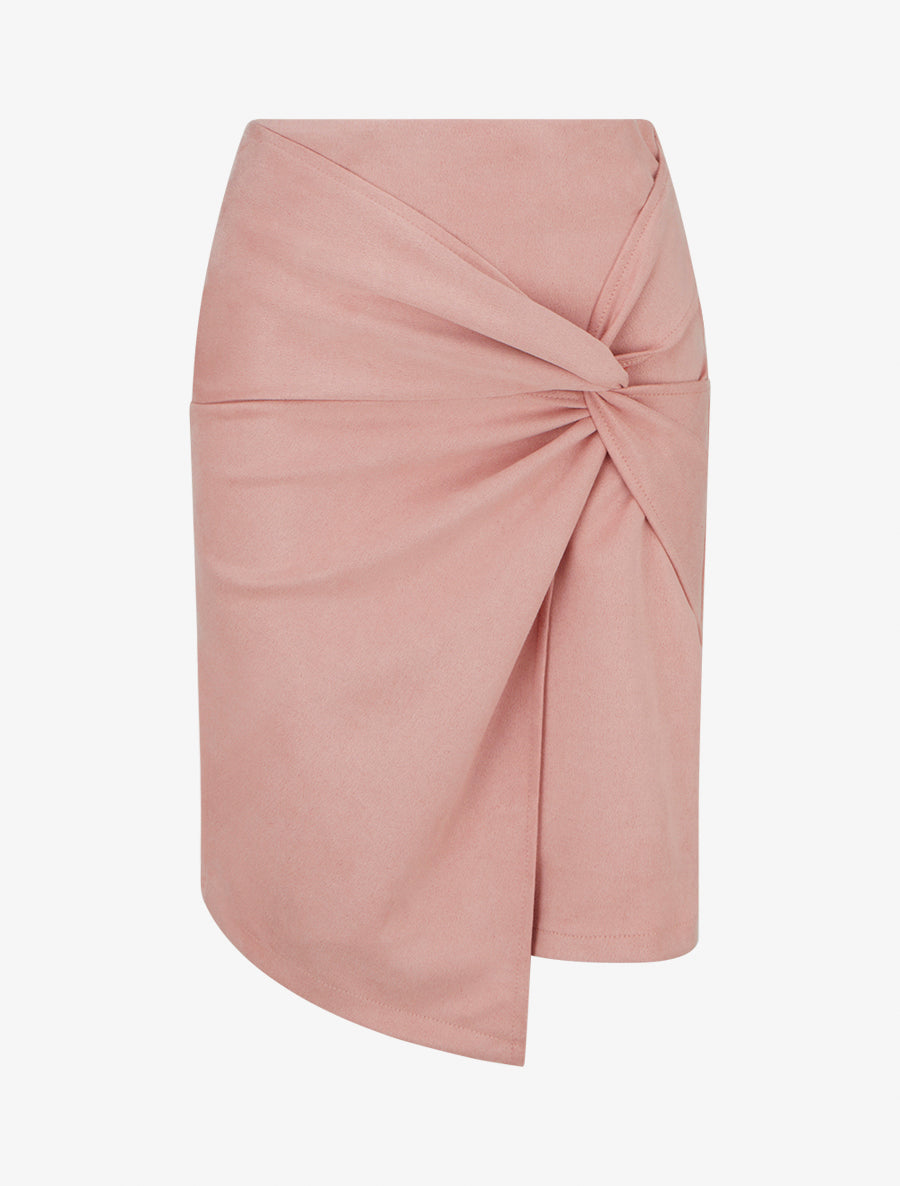 Gerader Rock aus Wildlederimitat mit Zopfmuster-Effekt - Rose