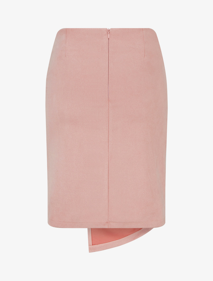 Gerader Rock aus Wildlederimitat mit Zopfmuster-Effekt - Rose