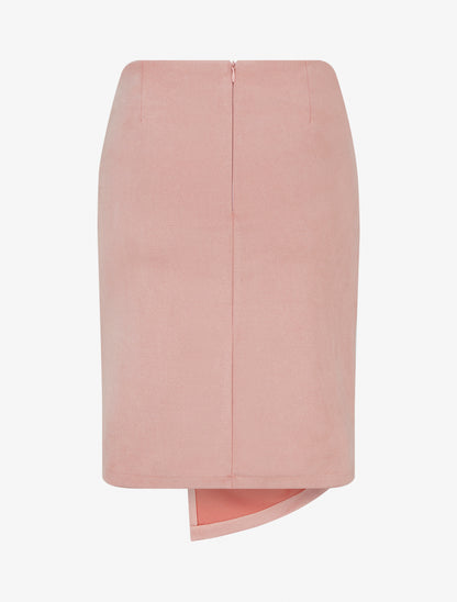 Gerader Rock aus Wildlederimitat mit Zopfmuster-Effekt - Rose