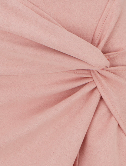 Gerader Rock aus Wildlederimitat mit Zopfmuster-Effekt - Rose