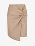 Jupe droite en suédine effet torsadé - Beige - 1