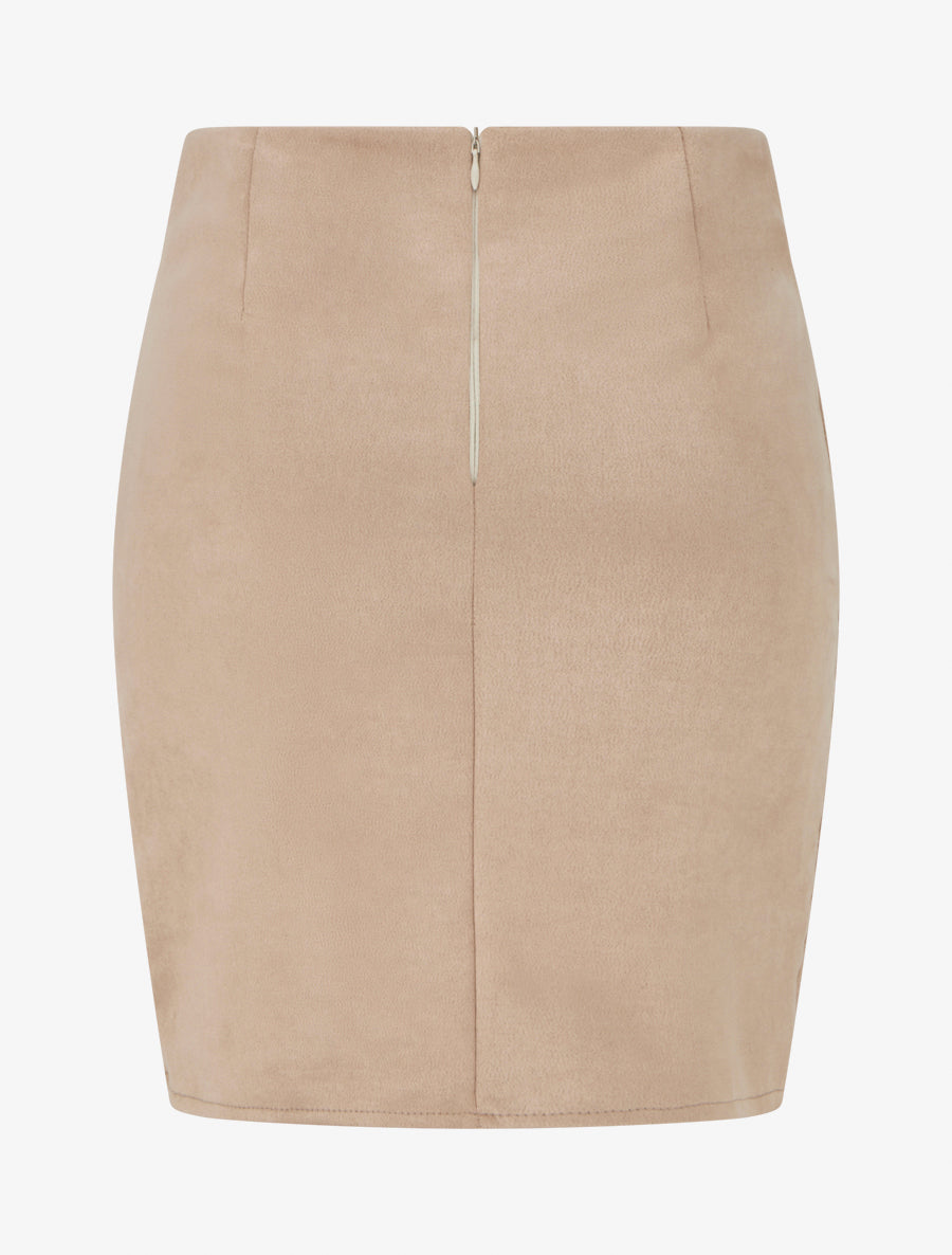 Jupe courte en suédine - Beige - 2