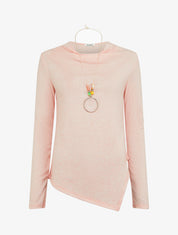 Pull asymétrique à col bénitier - Rose - 1