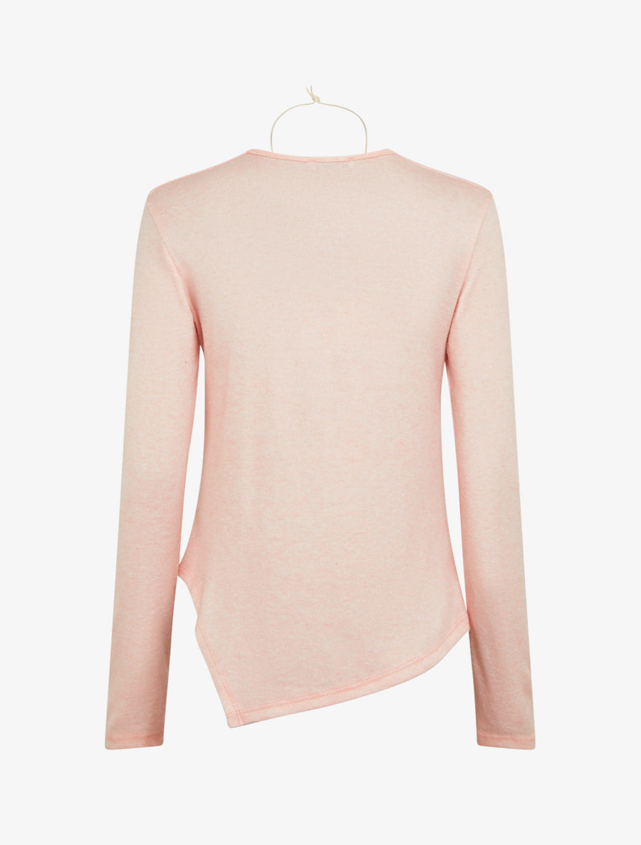 Pull asymétrique à col bénitier - Rose - 2