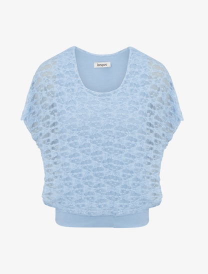 Top boule en dentelle - Bleu ciel - 1
