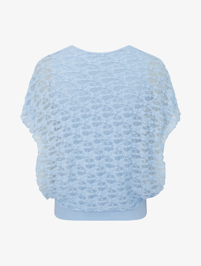 Top boule en dentelle - Bleu ciel - 2