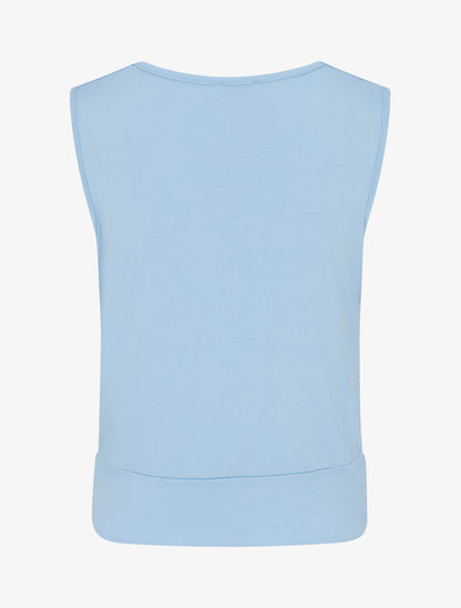 Top uni à empiècement bijou strassé - Bleu ciel - 2