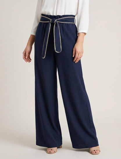 Gürtelhose mit irisierendem Detail - Marine