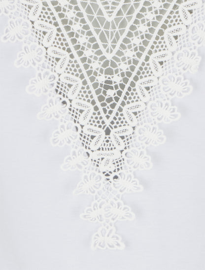 Top uni sans manches à broderie au dos - Blanc - 3