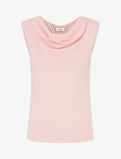 Top uni sans manches à broderie au dos - Rose - 1